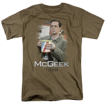 Safari green men's regular fit t-shirt with NCIS Mcgeek graphic
