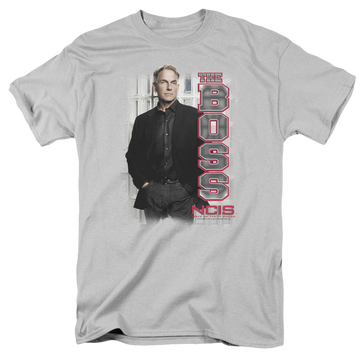 Silver men's regular fit t-shirt with NCIS The Boss graphic