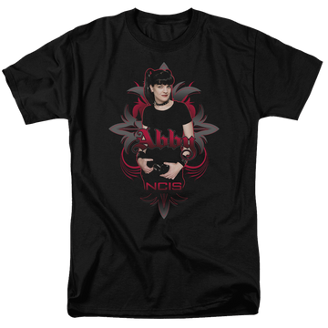 Black men's regular fit t-shirt with NCIS Abby Gothic graphic
