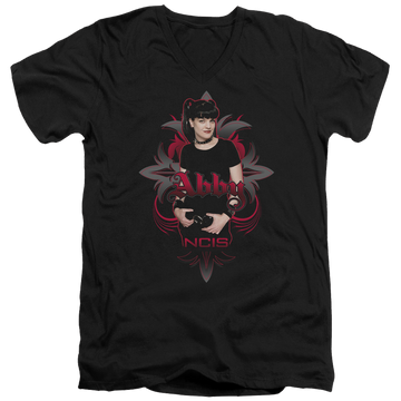 Black men's v-neck t-shirt with NCIS Abby Gothic graphic