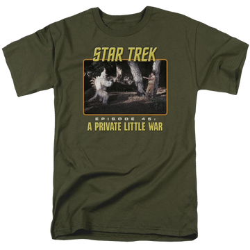 Military green men's regular fit t-shirt with Star Trek The Original Series Episode 45 graphic