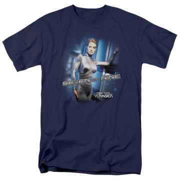 Navy men's regular fit t-shirt with Star Trek Seven Of Nine graphic