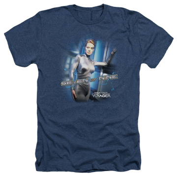Navy men's heather t-shirt with Star Trek Seven Of Nine graphic