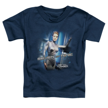 Navy toddler t-shirt with Star Trek Seven Of Nine graphic