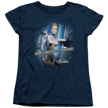 Navy women's t-shirt with Star Trek Seven Of Nine graphic