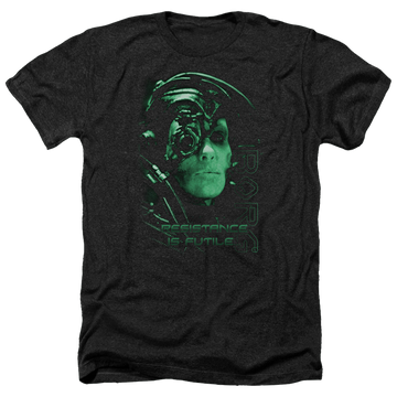 Charcoal men's heather t-shirt with Star Trek Resistance Is Futile graphic