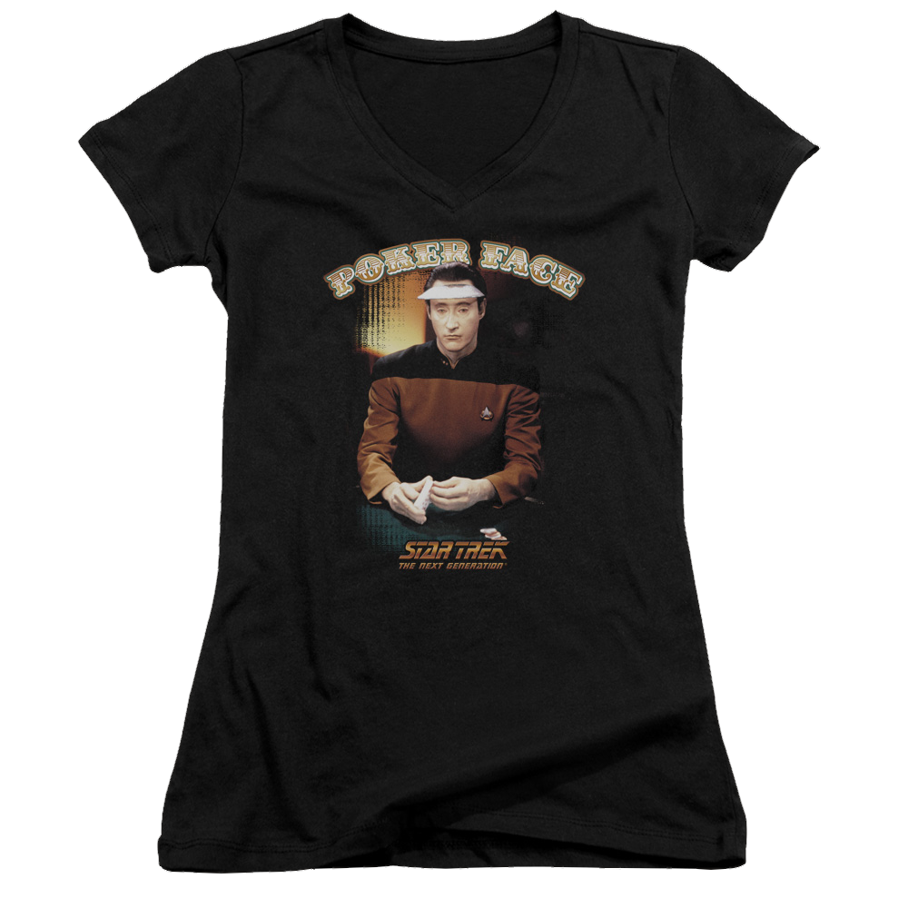Star Trek Poker Face Juniors V-Neck T-Shirt Juniors V-Neck T-Shirt Star Trek   