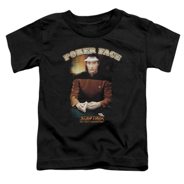 Black toddler t-shirt with Star Trek Poker Face graphic