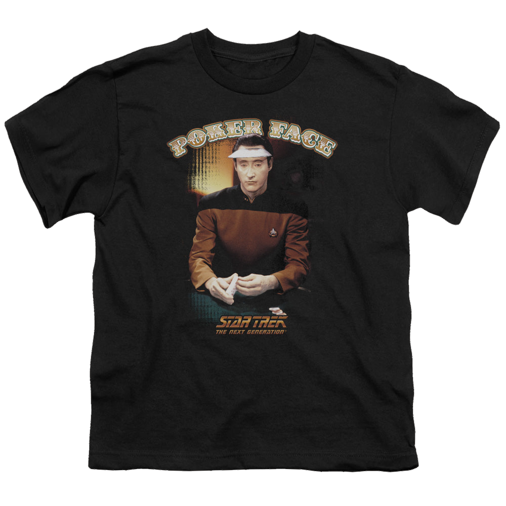 Star Trek The Next Generation Poker Face - Youth T-Shirt Youth T-Shirt (Ages 8-12) Star Trek   