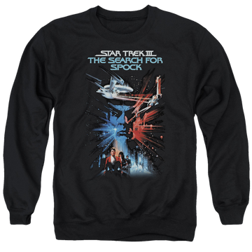 Black men's crewneck sweatshirt with Star Trek Search For Spock(movie) graphic