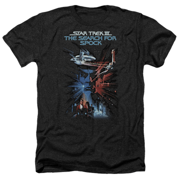Charcoal men's heather t-shirt with Star Trek Search For Spock(movie) graphic
