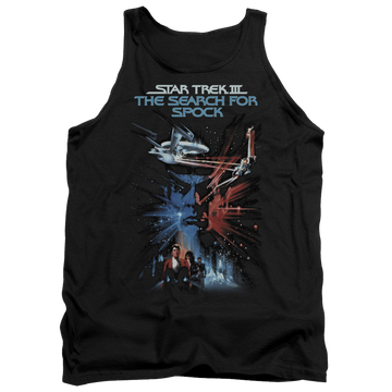 Black men's tank with Star Trek Search For Spock(movie) graphic