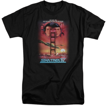 Black men's tall fit t-shirt with Star Trek The Voyage Home(movie) graphic