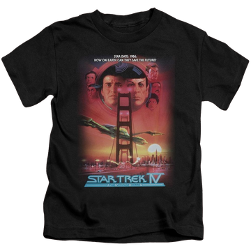 Black kid's t-shirt for ages 4 to 7 with Star Trek The Voyage Home(movie) graphic