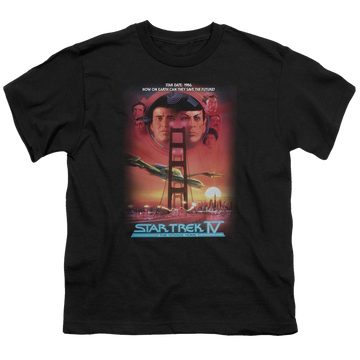 Black youth t-shirt for ages 8 to 12 with Star Trek Movies The Voyage Home(Movie) graphic