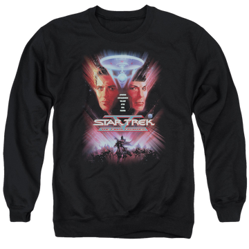 Black men's crewneck sweatshirt with Star Trek The Final Frontier(movie) graphic