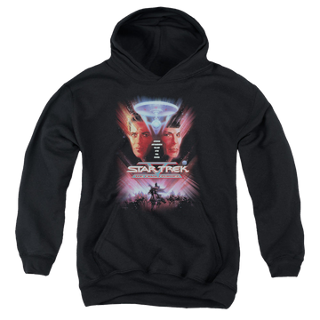 Black youth hoodie for ages 8 to 12 with Star Trek Movies The Final Frontier(Movie) graphic