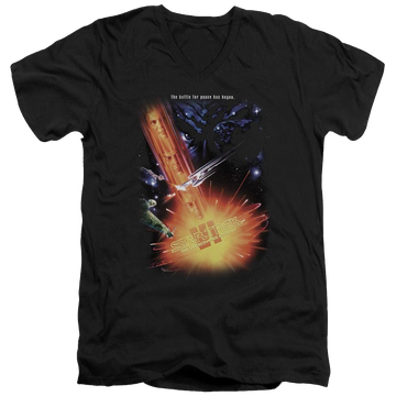 Black men's v-neck t-shirt with Star Trek Undiscovered Cntry(movie) graphic