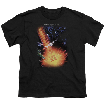 Black youth t-shirt for ages 8 to 12 with Star Trek Movies Undiscovered Cntry(Movie) graphic