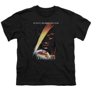 Black kid's t-shirt for ages 4 to 7 with Star Trek Movies Insurrection(Movie) graphic