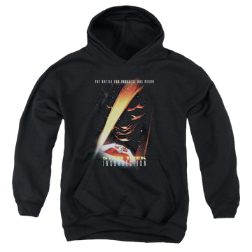 Black youth hoodie for ages 8 to 12 with Star Trek Movies Insurrection(Movie) graphic