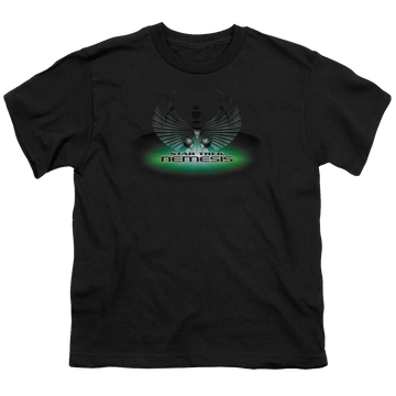 Black kid's t-shirt for ages 4 to 7 with Star Trek Movies Nemesis(Movie) graphic
