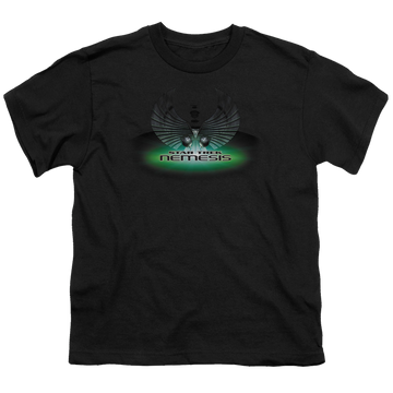 Black youth t-shirt for ages 8 to 12 with Star Trek Movies Nemesis(Movie) graphic