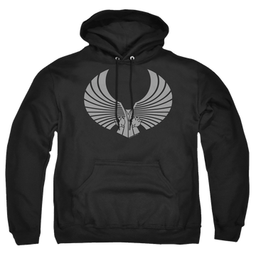 Black pullover hoodie with Star Trek Romulan Logo graphic