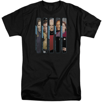 Black men's tall fit t-shirt with Star Trek The Captains graphic