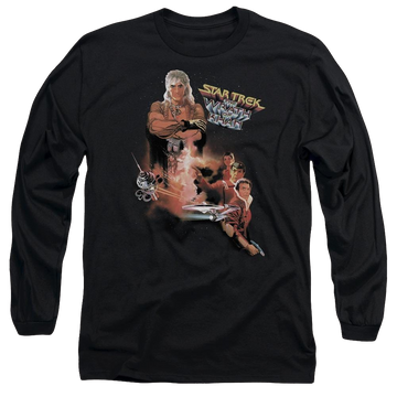 Black men's long sleeve t-shirt with Star Trek Wrath Of Khan(movie) graphic