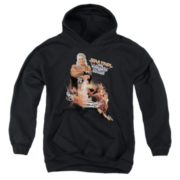 Black youth hoodie for ages 8 to 12 with Star Trek Movies Wrath Of Khan(Movie) graphic
