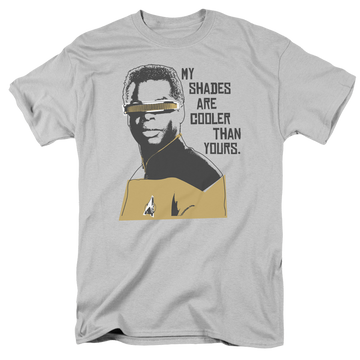 Silver men's regular fit t-shirt with Star Trek The Next Generation Cooler Shades graphic