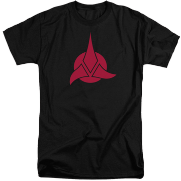 Black men's tall fit t-shirt with Star Trek Klingon Logo graphic