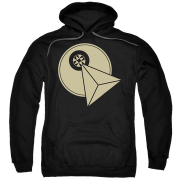 Black pullover hoodie with Star Trek The Next Generation Vulcan Logo graphic