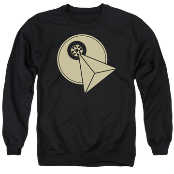 Black men's crewneck sweatshirt with Star Trek The Next Generation Vulcan Logo graphic