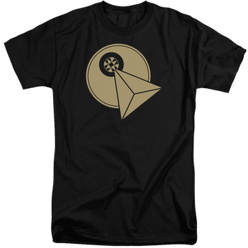 Black men's tall fit t-shirt with Star Trek The Next Generation Vulcan Logo graphic