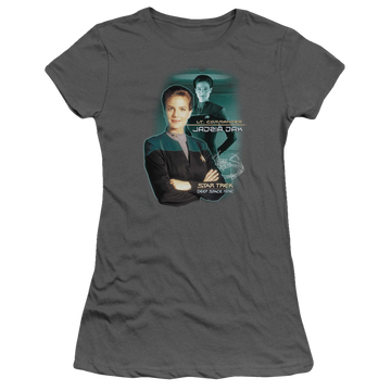 Charcoal juniors t-shirt with Star Trek Deep Space Nine Jadzia Dax graphic