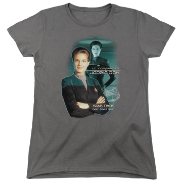Charcoal women's t-shirt with Star Trek Deep Space Nine Jadzia Dax graphic