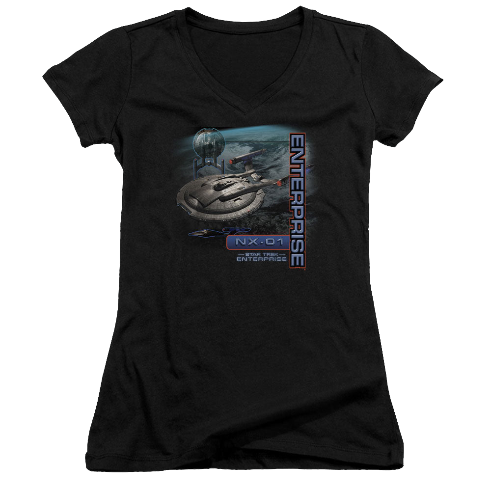 Star Trek Enterprise Enterprise Nx 01 - Juniors V-Neck T-Shirt Juniors V-Neck T-Shirt Star Trek   