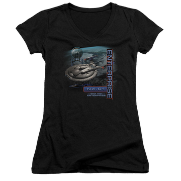Star Trek Enterprise Enterprise Nx 01 - Juniors V-Neck T-Shirt Juniors V-Neck T-Shirt Star Trek   