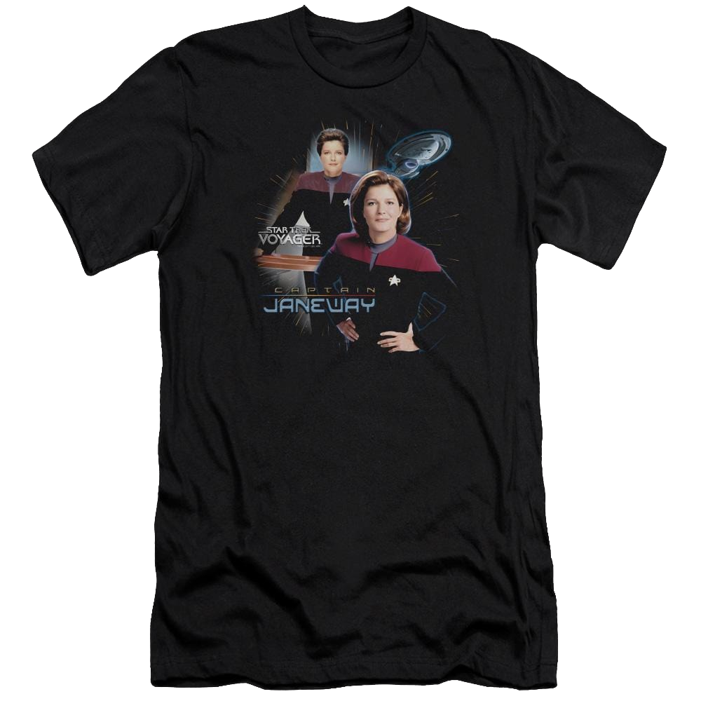 Star Trek Captain Janeway Premium Adult Slim Fit T-Shirt Men's Premium Slim Fit T-Shirt Star Trek   