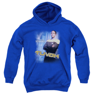 Royal youth hoodie for ages 8 to 12 with Star Trek Voyager Tuvok graphic