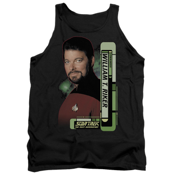 Black men's tank with Star Trek Riker graphic
