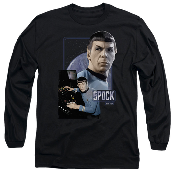Black men's long sleeve t-shirt with Star Trek Spock graphic