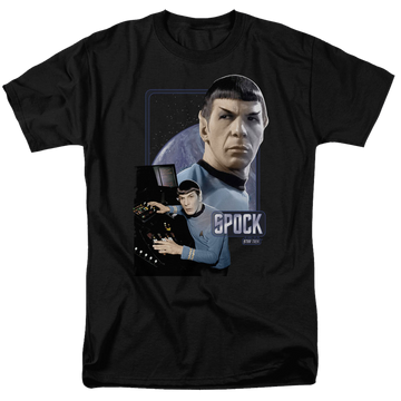 Black men's regular fit t-shirt with Star Trek Spock graphic