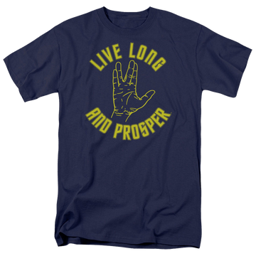 Navy men's regular fit t-shirt with Star Trek Live Long Hand graphic