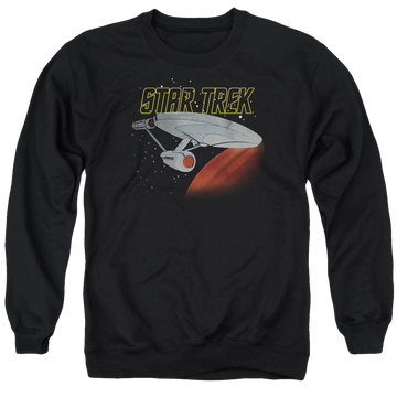 Black men's crewneck sweatshirt with Star Trek Retro Enterprise graphic