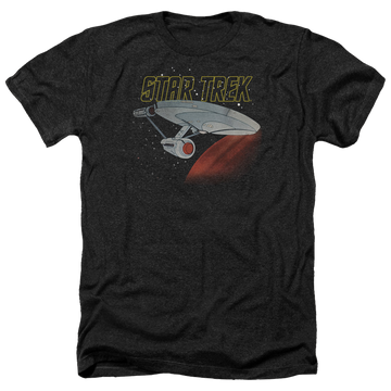 Charcoal men's heather t-shirt with Star Trek Retro Enterprise graphic