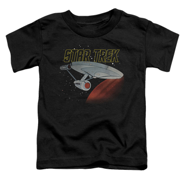 Black toddler t-shirt with Star Trek Retro Enterprise graphic