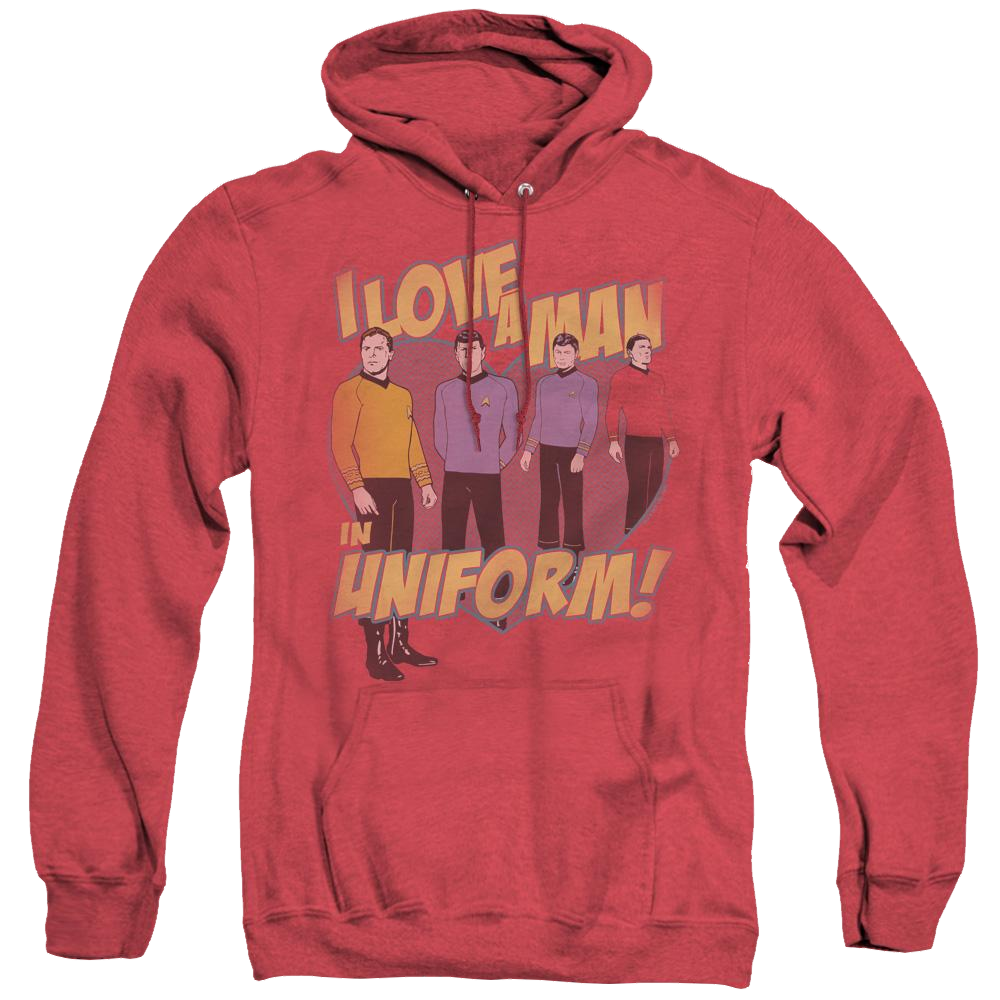 Star Trek The Original Series Man In Uniform - Heather Pullover Hoodie Heather Pullover Hoodie Star Trek   